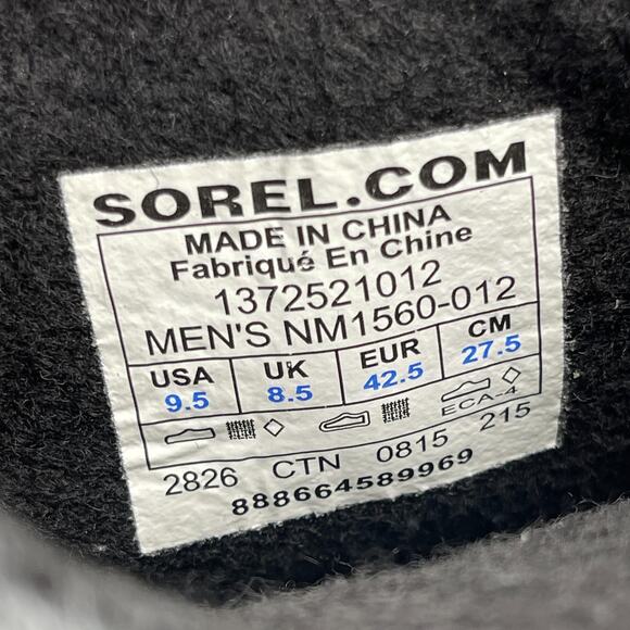 Sorel 1964 Boots Mens Size 9.5 Black Premium Waterproof Duck Insulated Lace Up - Picture 8 of 8